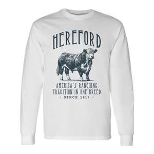 Camiseta de manga larga Hereford Cattle con diseño vintage de ganado - Product Image 1