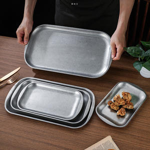 Plateau rectangulaire rétro en acier inoxydable 304 pour <span class=keywords><strong>steak</strong></span> Dessert aliments frits Design classique et moderne pour la maison et les fêtes - Product Image 5