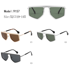 Gafas de Sol Rectangulares con Montura Metálica Completa, Lentes Verdes, 100% Protección UV, Unisex, Casuales, para Adultos - Product Image 2