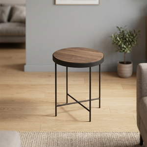 Mesa Auxiliar Moderna de Hierro Negro, Mesa de Centro con Chapa de MDF+PVC para Uso en Muebles del Hogar - Product Image 3