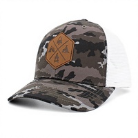 Casquette Trucker Camouflage Premium 2026 avec Écusson en Cuir, Dos en Maille Respirante, Casquette Snapback d'Extérieur Réglable pour Randonnée, Camping, Pêche