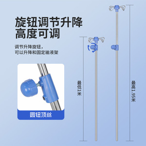 Top Screw Type <b>Bed</b> Insertion Pole Stainless Steel Adjustable Height IV Stand For Medical Nursing <b>Beds</b> - Product Image 1