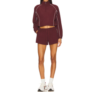 Conjunto Deportivo Personalizado de Talla Grande Unisex, Chaqueta Corta con Cierre de Cremallera y Pantalones Cortos Ligeros y Transpirables para <span class=keywords><strong>Mujer</strong></span> - Product Image 4
