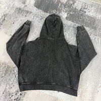 Sweat à capuche zippé personnalisé délavé à l'acide pour homme, coupe courte, broderie ton sur ton, effet vieilli, style streetwear vintage