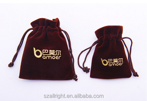 Custom Recyclable Velvet Jewelry <b>Pouches</b> with Gold Foil Logo <b>Drawstring</b> Bag for Gift Packaging Watch & Necklaces - Product Image 5