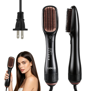 0728 Anti Scald Hair Straightener Brush for Salon Quality Hair, 3 Adjustable Settings, 360. Rotatable Wire, Ceramic <b>Heating</b> - Product Image 1