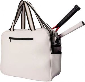 Sac de sport pour femme en polyester blanc, grand format, pour raquettes de tennis et de pickleball, sac à bandoulière, sac fourre-tout de tennis, fabriqué par une usine BSCI, OEM - Product Image 2
