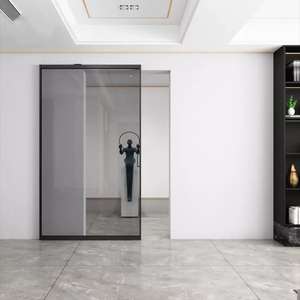 Puerta Corredera de Bolsillo Interior de Aluminio con Cierre Suave Personalizada en Negro, Puerta de Vidrio de Bolsillo - Product Image 1