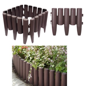 Natural Log-Effect Assembled Installation Interlocking Plastic Garden Fence Decorative <b>Flower</b> Bed Border for Outdoor Landscaping - Product Image 1