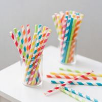 Pailles à boire en papier écologiques, jetables, biodégradables, multicolores, emballées individuellement