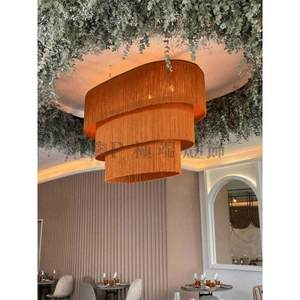 Bohemian Style Handcrafted Three Tiered Rattan Ceiling Light Oval <b>Drum</b> Shade Chocolate Color Large Size LED Pendant <b>For</b> Living - Product Image 1