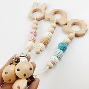 Nuevo estilo niños regalo dentición Crochet cuentas chupete madera Clip de cadena bebé calmar chupete Cadena de chupete - Product Image 6