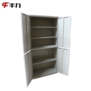 Armoire de rangement pour vêtements en acier gris uni à 4 portes, style moderne, meuble en métal, placard pour salle de sport, extérieur, école - Pliable - Product Image 5