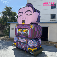 Statue de Bouddha gonflable géante personnalisée de 4 m, motif ethnique violet, figurine de méditation pour la décoration d'événements et de festivals