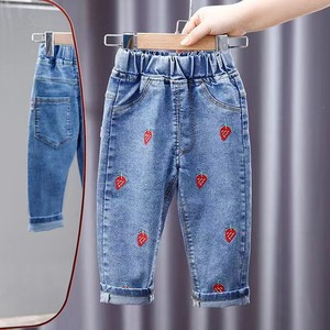 2025 nuovo stile pantaloni primavera-autunno <span class=keywords><strong>larghi</strong></span> da ragazza <span class=keywords><strong>Jeans</strong></span> lunghi eleganti per i più piccoli abiti da esterno perfetti - Product Image 3