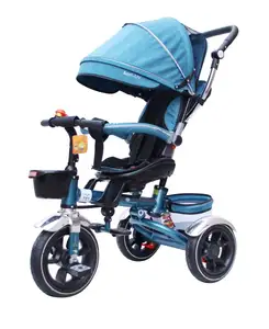 可定制标志高品质带盖可遮阳儿童手推三轮车可踏板骑行玩具儿童三轮车
