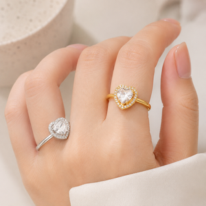 Anello regolabile a forma di cuore, design alla moda, elegante gioiello da indossare tutti i giorni - Product Image 2