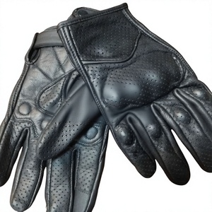 Guantes de Carreras de Cuero Ventilados Personalizados, Cuero Genuino de Cabra Negra, Pantalla Táctil, Guantes de Motociclismo de Cuero para Piloto - Product Image 4
