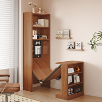 Bureau pliant en bois massif avec étagère intégrée, bureau d'ordinateur d'angle pour petit appartement, extensible pour l'écriture à domicile ou pour les étudiants