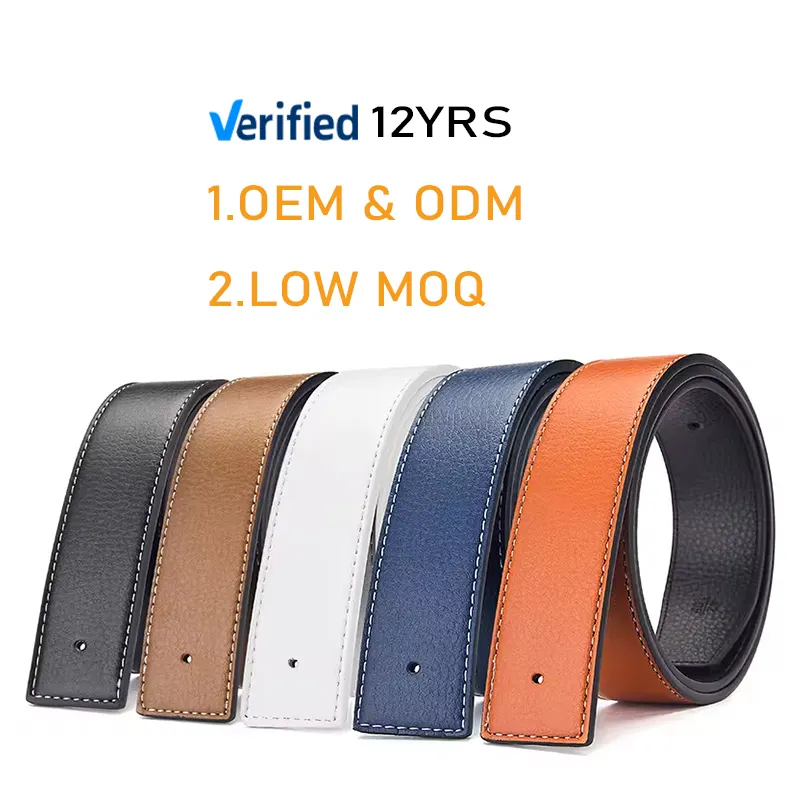 Belt Factory Colorful Cowhide Leather Strap for Plate Buckle Men Reversible Belt
