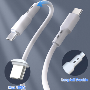 Ventas al por mayor 100W <span class=keywords><strong>USB</strong></span> C <span class=keywords><strong>Cable</strong></span> E-mark Chip Carga rápida <span class=keywords><strong>USB</strong></span> C a C Tpe <span class=keywords><strong>Cable</strong></span> suave para <span class=keywords><strong>iPhone</strong></span> Teléfono Android - Product Image 4