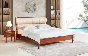 Letto Matrimoniale King Size con Testiera in Pelle Morbida, Arredamento Camera da Letto Semplice di Foshan per Adulti - Product Image 2