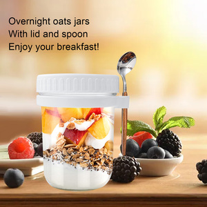 Tarros de vidrio portátiles de 16oz y 10oz para desayuno, tarros Mason para avena nocturna, con tapas y cucharas, reutilizables, aptos para calentar, multifuncionales para cocina y viajes. - Product Image 2