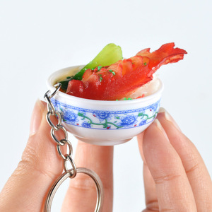 Llavero de comida realista en miniatura, tazón de porcelana azul y blanco, juguete de comida, tazón de arroz, modelo de comida, 4 cm - Product Image 4