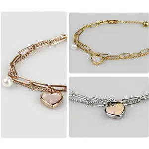 Wholesale Custom High Quality 2024 Designer Jewelry 14K 18K Gold Plated Love Letter Initial Pendant Chain Charm Bracelet