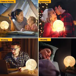 Precio de promoción 16 colores Luna lámpara Navidad mejor regalo LED Lunar lámpara decoración Luna LED noche luz 3D impresión Luna