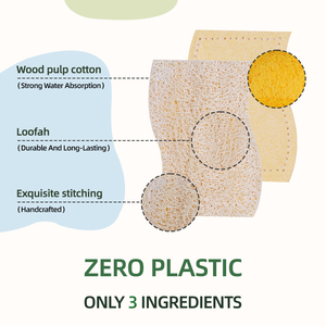 S Shaped Color Doubl Natural Loofah <b>Sponge</b> Pads Cellulose Wood Pulp Biodegradable Kitchen Cleaning Pop up <b>Sponges</b> - Product Image 3