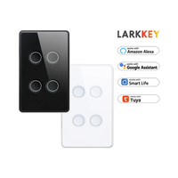 Tuya Larkkey interrupteur tactile en verre intelligent wifi quatre gangs interrupteur intelligent mural commutateurs de système de maison intelligente