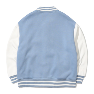 เสื้อแจ็คเก็ตเบสบอลผู้หญิงถักนิตติ้ง 100% ผ้าฝ้าย ปี 2025 ขายส่ง รับผลิตตามแบบ OEM ชุดยูนิฟอร์มวาร์ซิตี้ ซับในสำหรับฤดูหนาวและฤดูใบไม้ผลิ สีตัดต่อด้านหน้า - Product Image 2