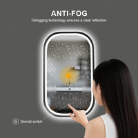 Espejo de maquillaje de baño LED montado en la pared espejo inteligente con luz frontal e iluminación retroiluminada ajustable inteligente