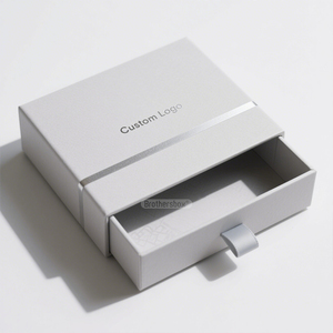 Luxury Custom Hot Stamping Logo Hardcover Cardboard <b>Earrings</b> Jewelry Drawer <b>Box</b> with Ribbon - Product Image 3
