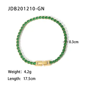 European And American Ins Style Jewelry 18K Gold Stainless Steel Inlaid Green Zircon Ring Women's Fashion All-Match Ring