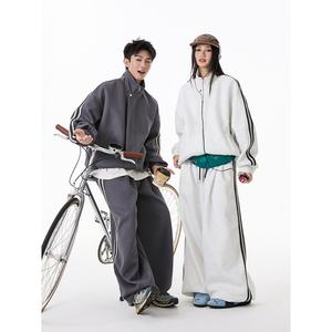 Ensemble pull col montant style japonais avec blocs de couleur et ruban, 100 % fibre de bambou, strass, pour homme, collection automne, marque tendance, coupe décontractée - Product Image 2