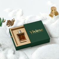 Boîte de parfum cosmétique haut de gamme de luxe, boîte à tiroir rigide, emballage en papier écologique recyclable, logo en feuille d'or, personnalisé, vert, de marque