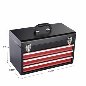 <span class=keywords><strong>Caja</strong></span> <span class=keywords><strong>de</strong></span> <span class=keywords><strong>herramientas</strong></span> <span class=keywords><strong>de</strong></span> metal personalizable resistente <span class=keywords><strong>con</strong></span> 3 cajones y cerradura para almacenamiento en taller - Product Image 1