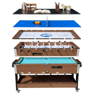 <span class=keywords><strong>Table</strong></span> de jeu multifonction 5-en-1 pivotante sur mesure de 1,65 m (billard, <span class=keywords><strong>football</strong></span>, hockey, tennis, bureau d'étude) avec roulettes et étagère de rangement – Vente en gros - Product Image 1