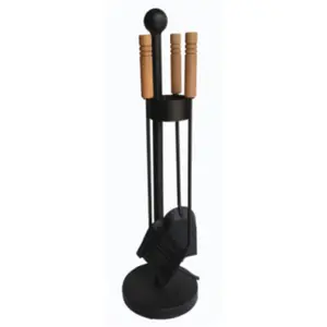 4 Uds herramientas para chimenea mango de madera juegos para chimenea herramientas para fuego soporte accesorios para chimenea al aire libre