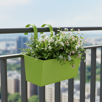 Pots de fleurs rectangulaires suspendus muraux colorés pour la maison et le balcon, jardinières suspendues empilables avec trou de drainage