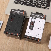 Stop Kontak Australia dengan Proteksi Beban Berlebih, Kabel Ekstensi 4 Outlet dengan Pengisian Cepat, Soket Daya Portabel dengan Port USB