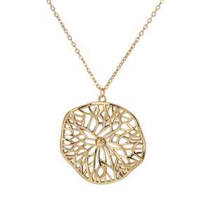 Colar com Pingente de Aço Inoxidável com Linhas Circulares Geométricas Vintage e Corrente Banhada a Ouro 18K - Presente Moderno OEM/ODM - Product Image 5