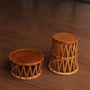 <b>Bamboo</b> Woven <b>Stool</b> Round Handmade Bar <b>Stool</b> Asian Style Durable Modern Design Wood Base - Product Image 1