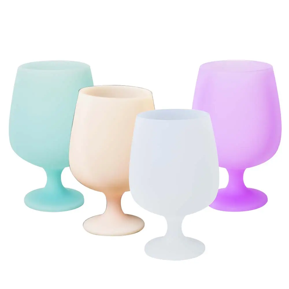 Silicone Goblet Unbreakable Silicone Wine Glasses with Stems Tasting Wine Cup for Red and White Cocktails