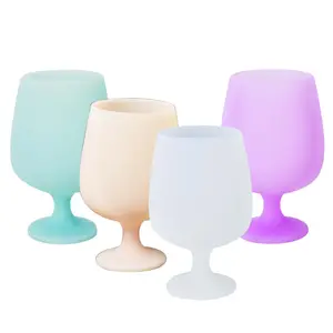 Silicone Goblet Unbreakable Silicone Wine Glasses With Stems Tasting Wine Cup For Red And White Cocktails