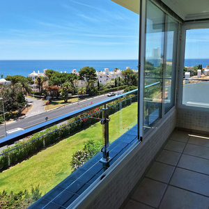 Đổi mới thiết kế ban công lớn sang trọng boong lan can thép không gỉ bài hợp nhất Tempered Glass cầu thang lan can hệ thống kim loại - Product Image 4