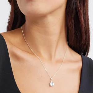 Kalung modis kalung persegi liontin zirkonia perak murni 925 berlapis emas 14K kustom - Product Image 4