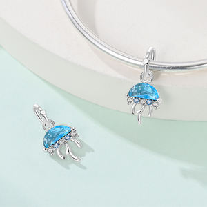 फैशन जेलीफ़िश के आकार 925 स्टर्लिंग सिल्वर ब्रेसलेट पेलेंट रंगीन हार आकर्षण डिय गहने - Product Image 5